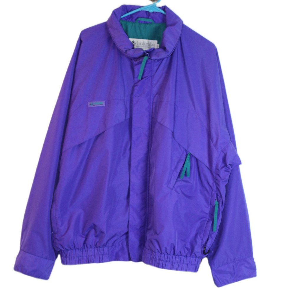 Colubmia Sportswear CO Purple Green Windbreaker Jacket Size XL